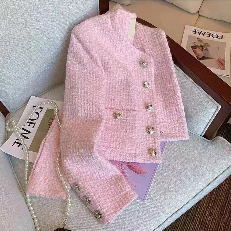 Women Tweed Fragrant Pink Jack - Jack Winter Clothing ulasan dan harga