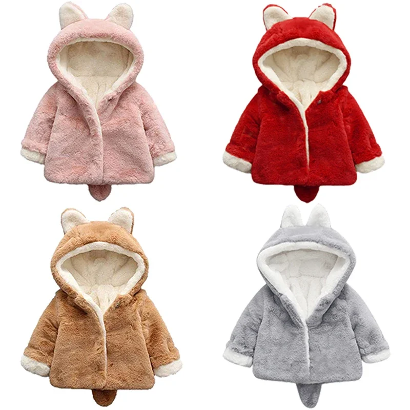 Cute Cat Ears Plush Baby Jacke - Winter Clothing For Babies ulasan dan harga