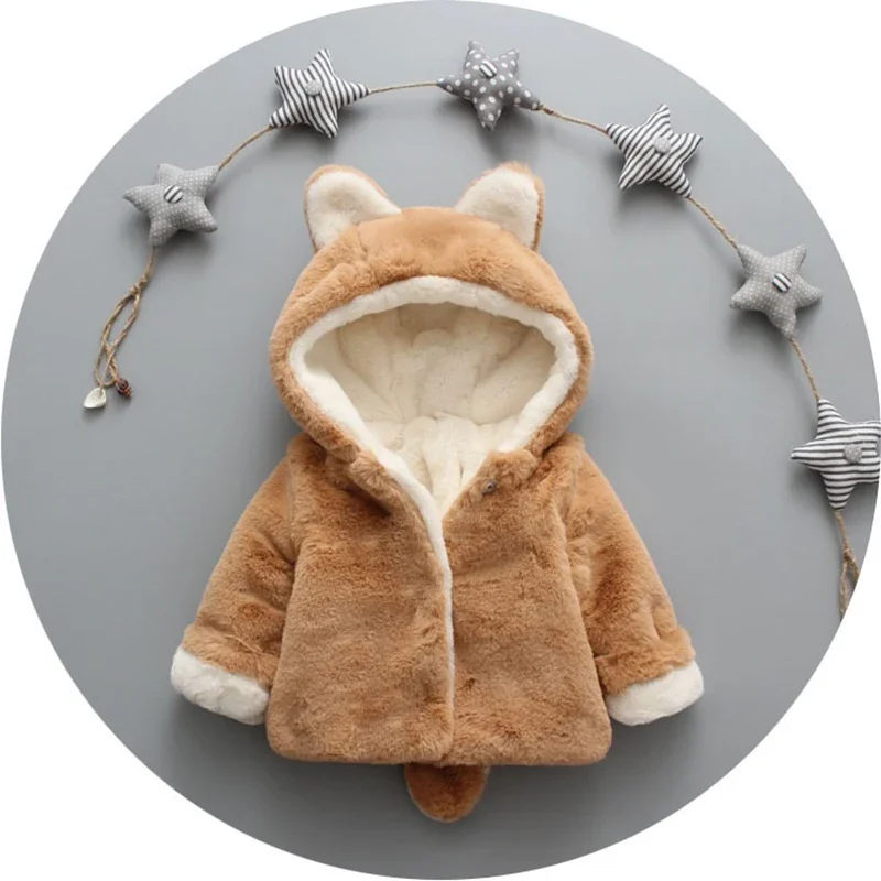 Cute Cat Ears Plush Baby Jacke - Winter Clothing For Babies ulasan dan harga