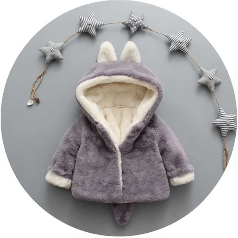 Cute Cat Ears Plush Baby Jacke - Winter Clothing For Babies ulasan dan harga