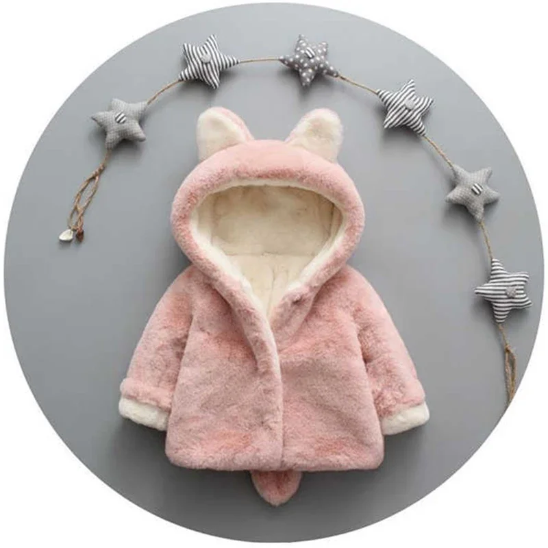 Cute Cat Ears Plush Baby Jacke - Winter Clothing For Babies ulasan dan harga